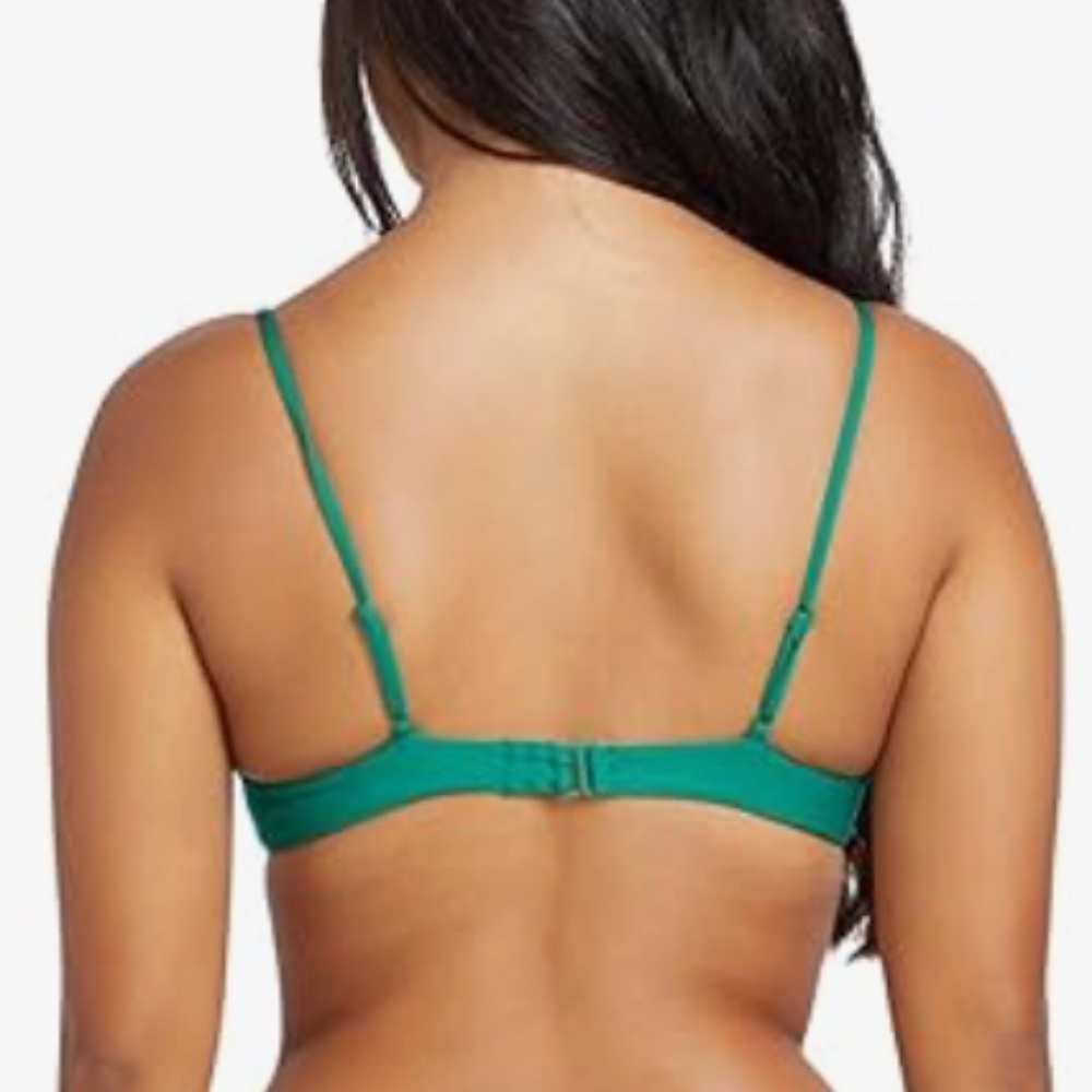 Volcom Womens Simply Seamless Retro U Wire Emerald Green Bikini Swim Top X-Small - Picture 2 of 7